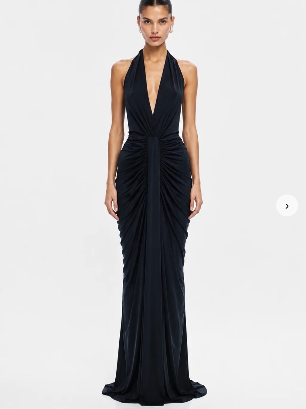 MISHA Venus Gathered Cupro Maxi Dress Black Size M - NWT